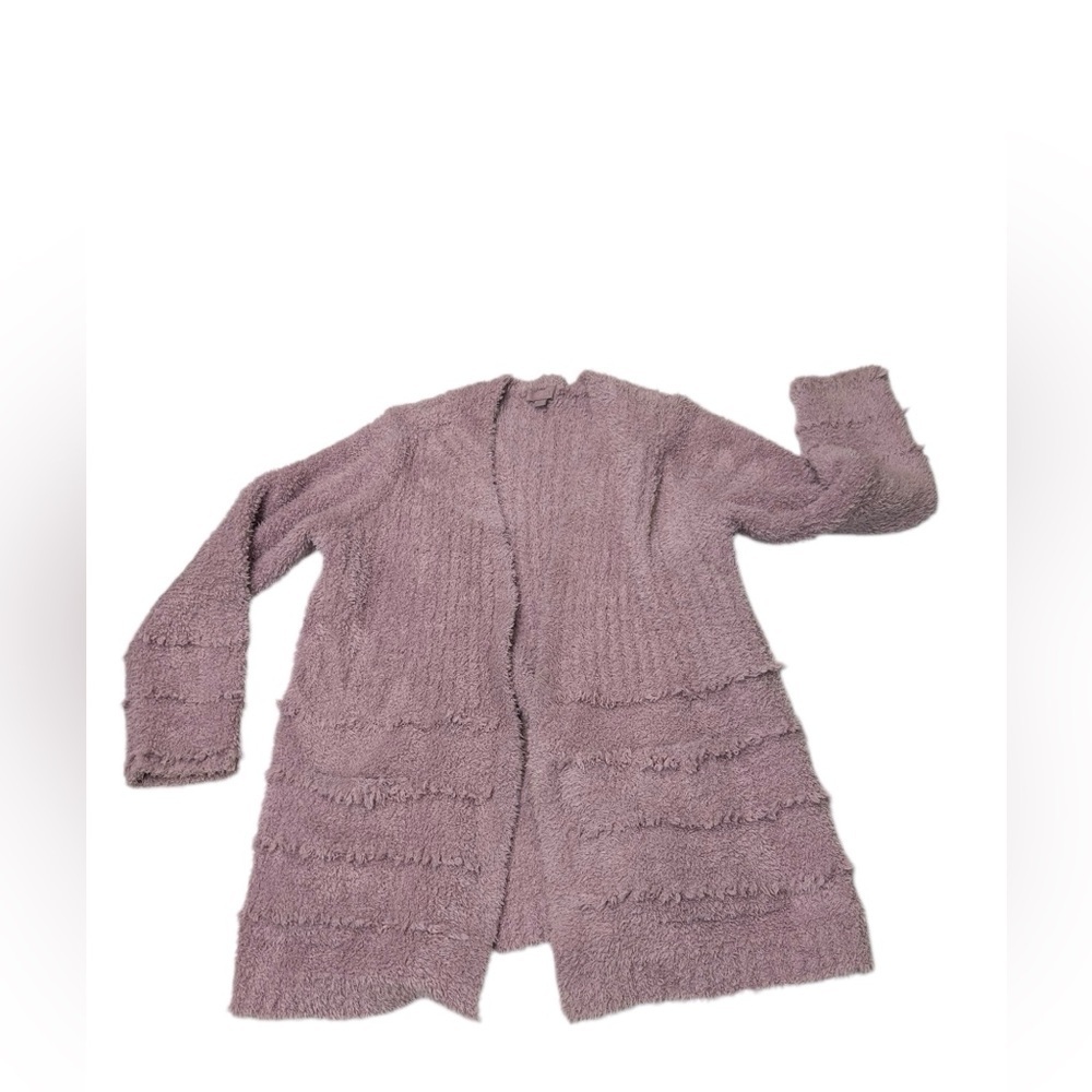 Barefoot Dreams CozyChic Plush Boardwalk Cardigan Mauve Purple Size Large - Picture 6 of 13
